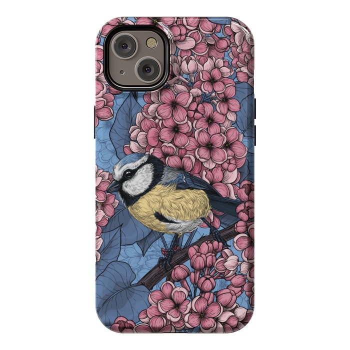 iPhone 14 Plus StrongFit Tit bird in the lilac garden 2 by Katerina Kirilova