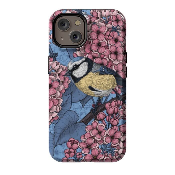iPhone 14 StrongFit Tit bird in the lilac garden 2 by Katerina Kirilova