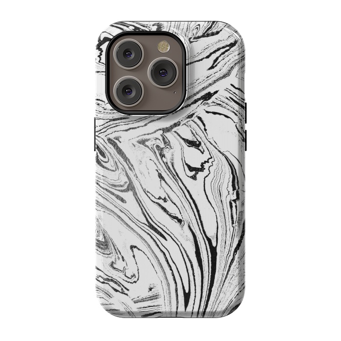 iPhone 14 Pro StrongFit White liquid marble paint by Oana 