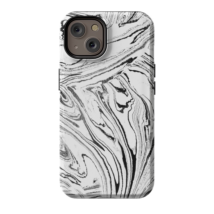iPhone 14 StrongFit White liquid marble paint by Oana 