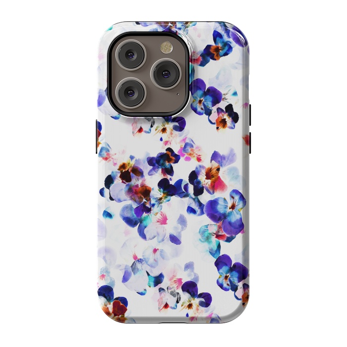 iPhone 14 Pro StrongFit Blue purple pansy petals by Oana 