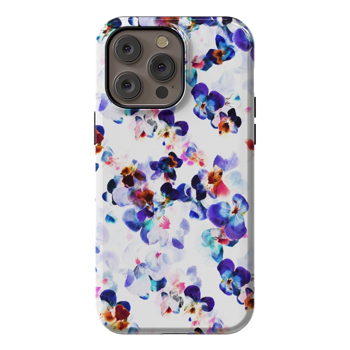 iPhone 14 Pro max StrongFit Blue purple pansy petals by Oana 