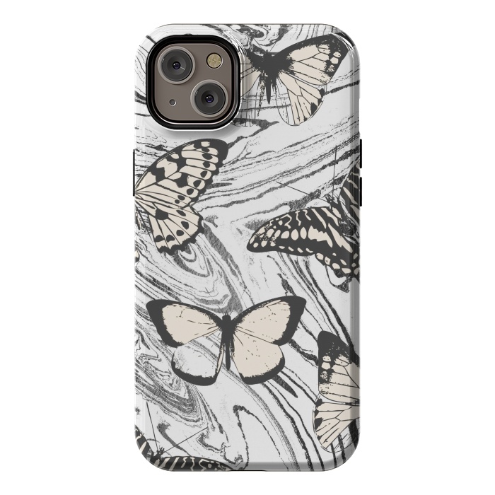 iPhone 14 Plus StrongFit Butterflies and black ink marble by Oana 