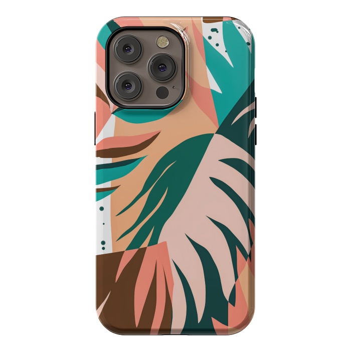 iPhone 14 Pro max StrongFit Watching The Leaves Turn, Tropical Autumn Colorful Eclectic Abstract Palm Nature Boho Graphic Design by Uma Prabhakar Gokhale