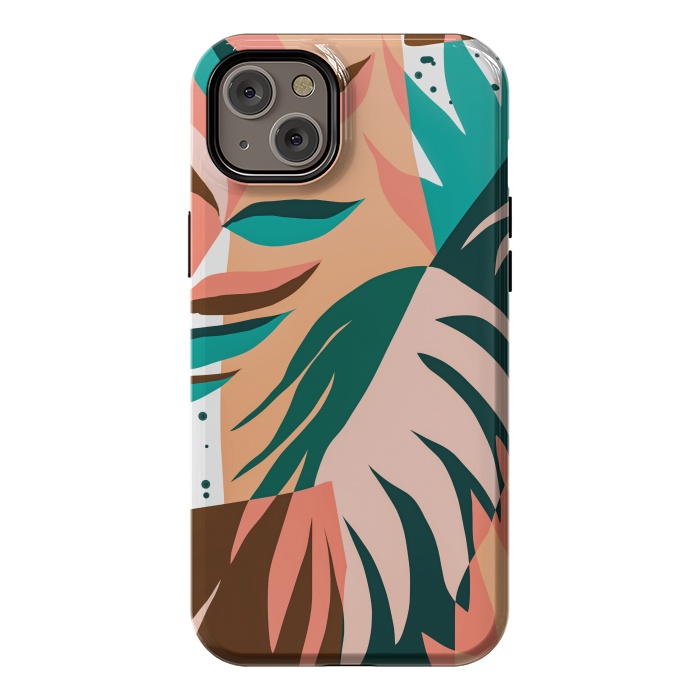 iPhone 14 Plus StrongFit Watching The Leaves Turn, Tropical Autumn Colorful Eclectic Abstract Palm Nature Boho Graphic Design by Uma Prabhakar Gokhale