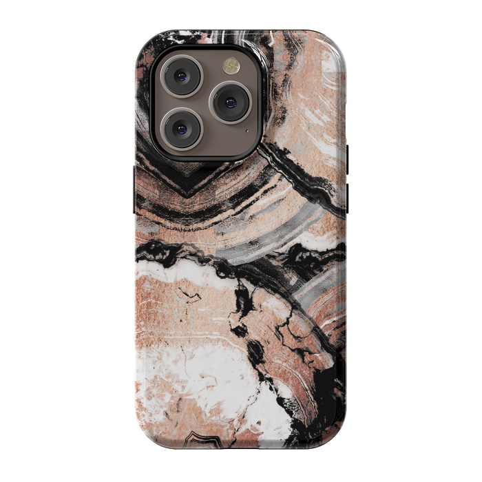 iPhone 14 Pro StrongFit Rose gold geode marble by Oana 