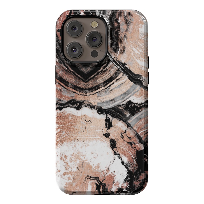 iPhone 14 Pro max StrongFit Rose gold geode marble by Oana 