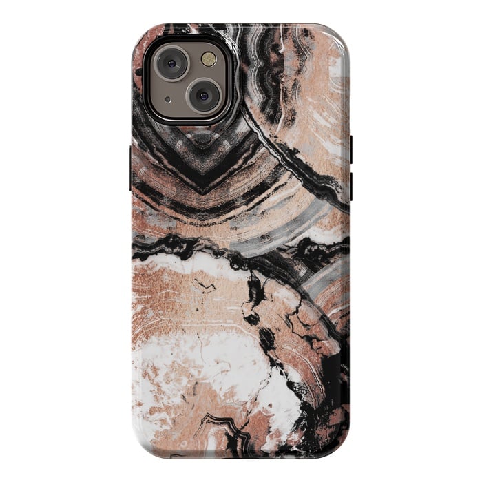 iPhone 14 Plus StrongFit Rose gold geode marble by Oana 