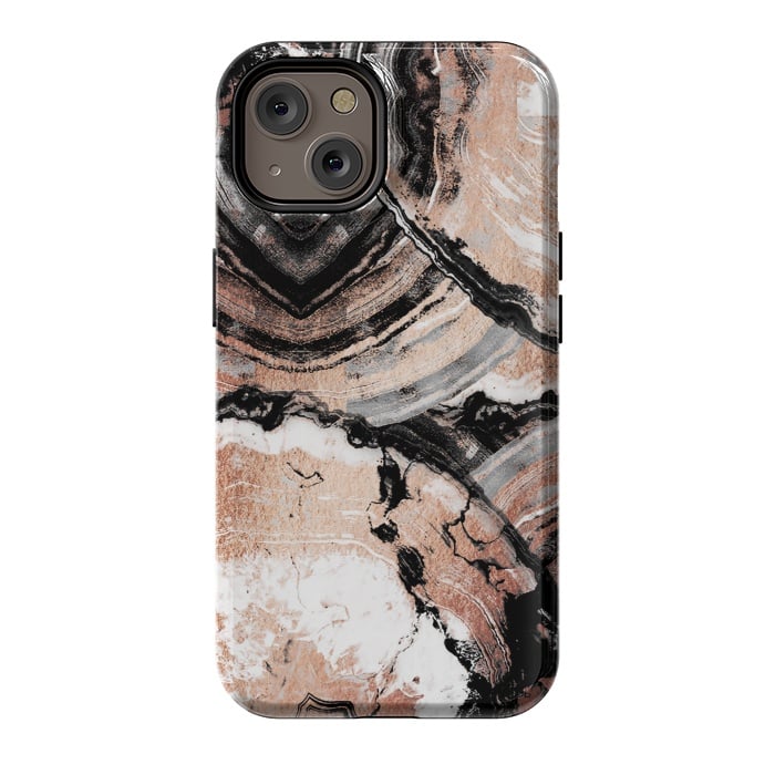 iPhone 14 StrongFit Rose gold geode marble by Oana 