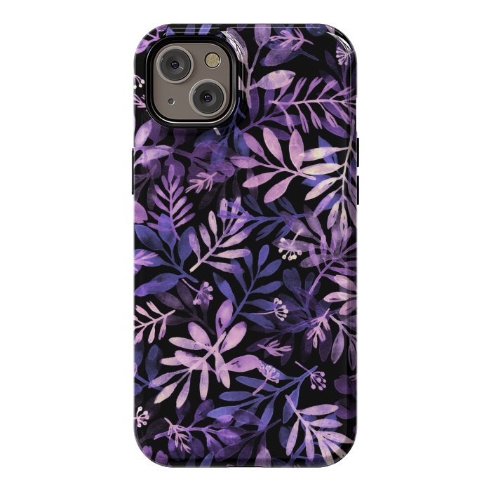 iPhone 14 Plus StrongFit purple branches on a black background by Alena Ganzhela