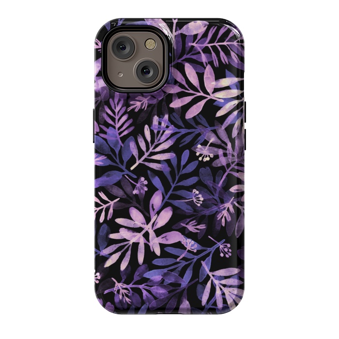 iPhone 14 StrongFit purple branches on a black background by Alena Ganzhela