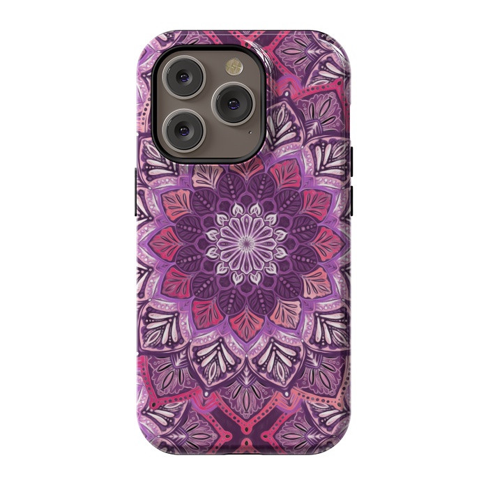 iPhone 14 Pro StrongFit Perfect Pearly Plum Mandala by Micklyn Le Feuvre
