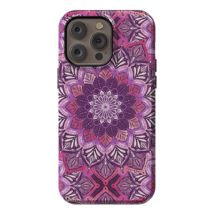iPhone 14 Pro max StrongFit Perfect Pearly Plum Mandala by Micklyn Le Feuvre