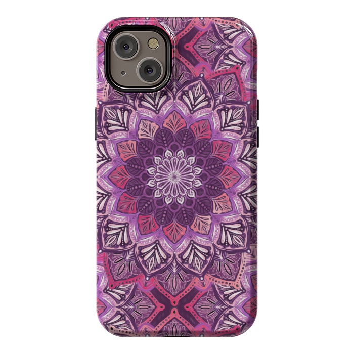 iPhone 14 Plus StrongFit Perfect Pearly Plum Mandala by Micklyn Le Feuvre