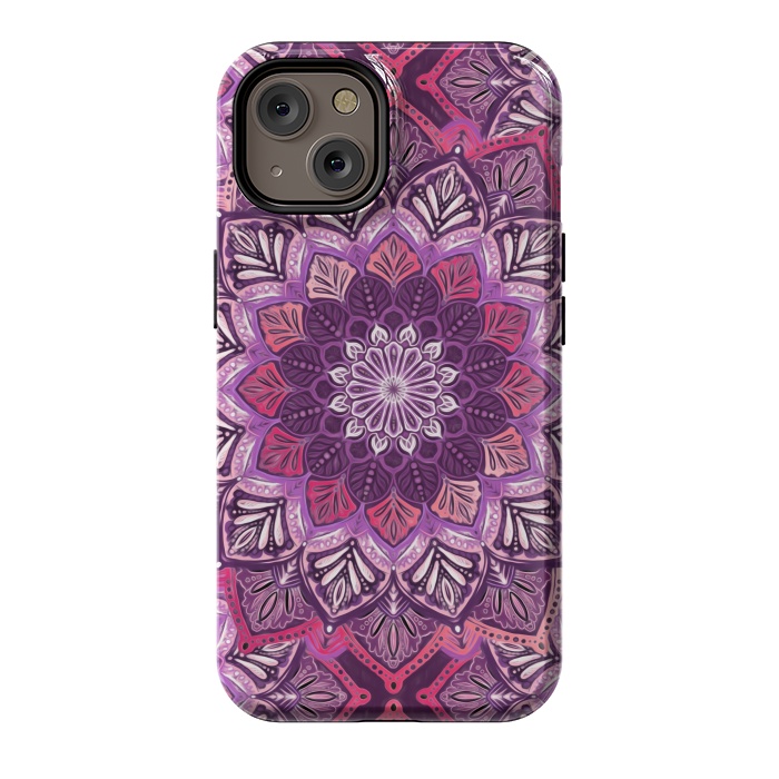 iPhone 14 StrongFit Perfect Pearly Plum Mandala by Micklyn Le Feuvre