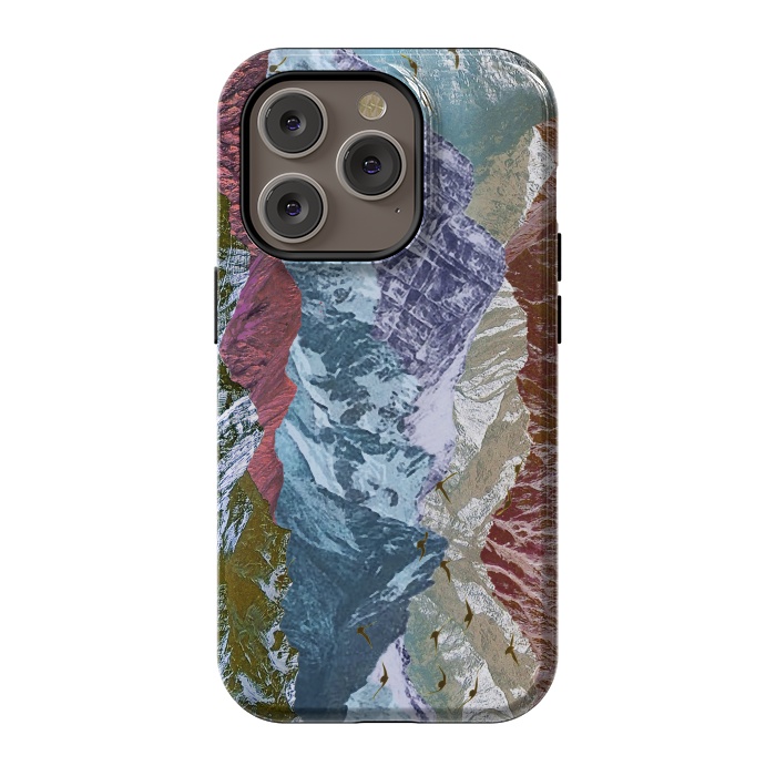 iPhone 14 Pro StrongFit Modern mountain landscape collage art by Oana 