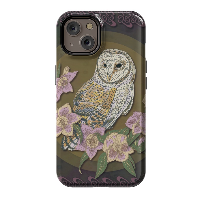 iPhone 14 StrongFit Owl & Hellebore by Lotti Brown