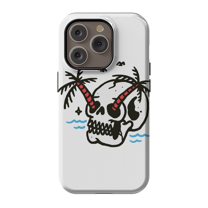 iPhone 14 Pro StrongFit Skull Coconut Trees by Afif Quilimo