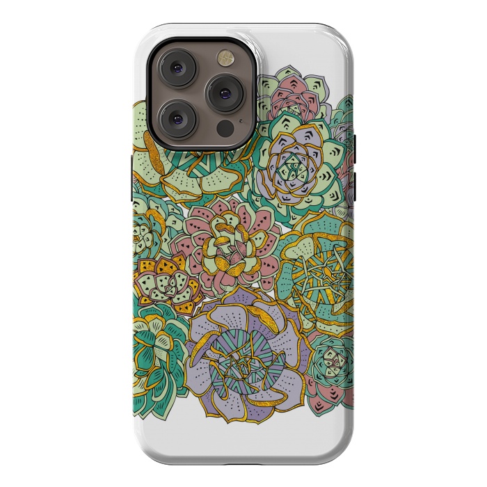iPhone 14 Pro max StrongFit Colorful Succulents by Pom Graphic Design