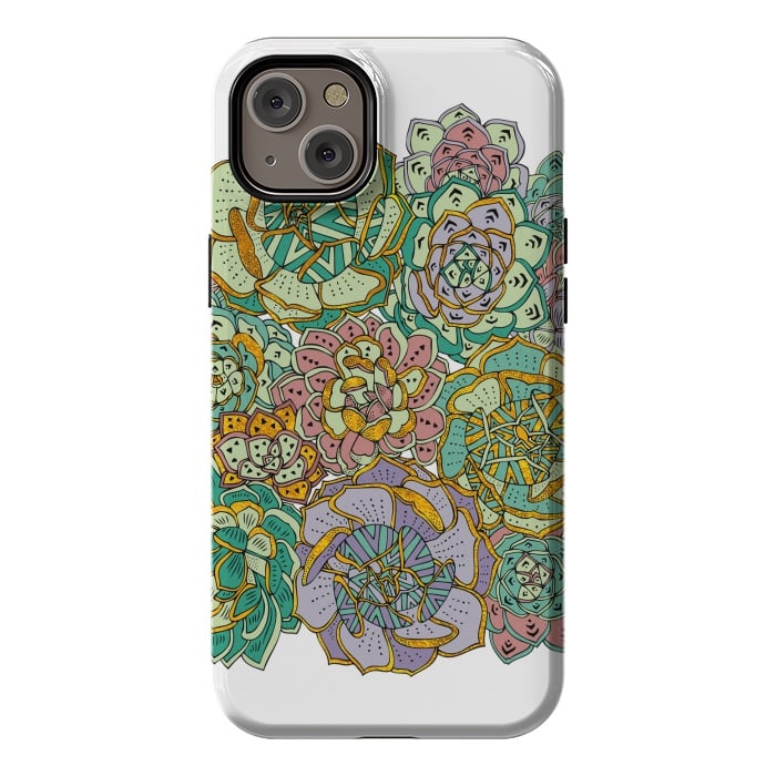 iPhone 14 Plus StrongFit Colorful Succulents by Pom Graphic Design