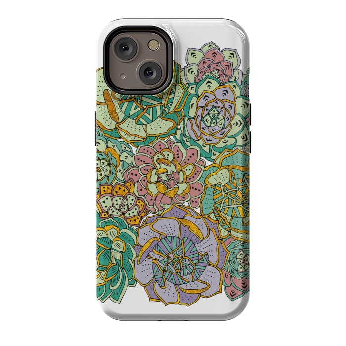 iPhone 14 StrongFit Colorful Succulents by Pom Graphic Design