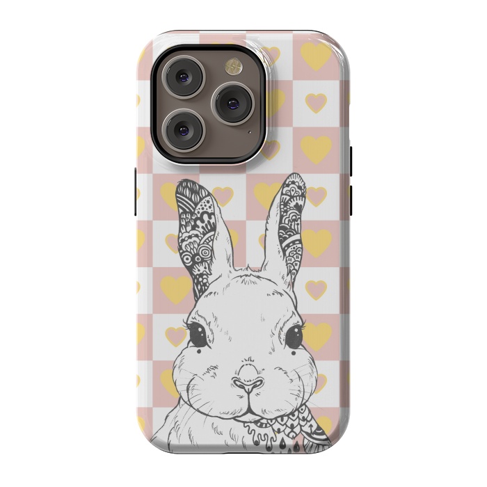 iPhone 14 Pro StrongFit Rabbit and yellow hearts Alice in Wonderland by Oana 
