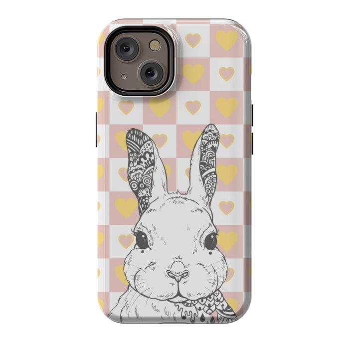 iPhone 14 StrongFit Rabbit and yellow hearts Alice in Wonderland by Oana 