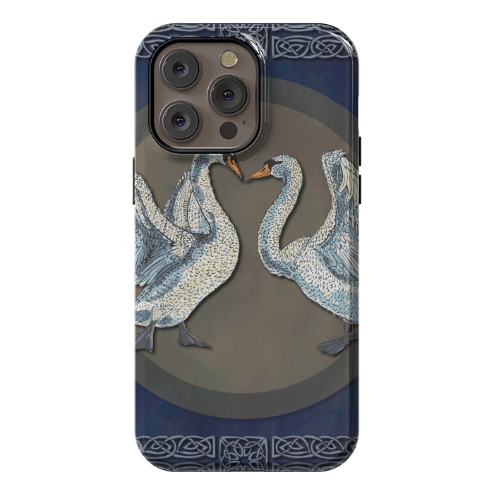 iPhone 14 Pro max StrongFit Dancing Swans by Lotti Brown
