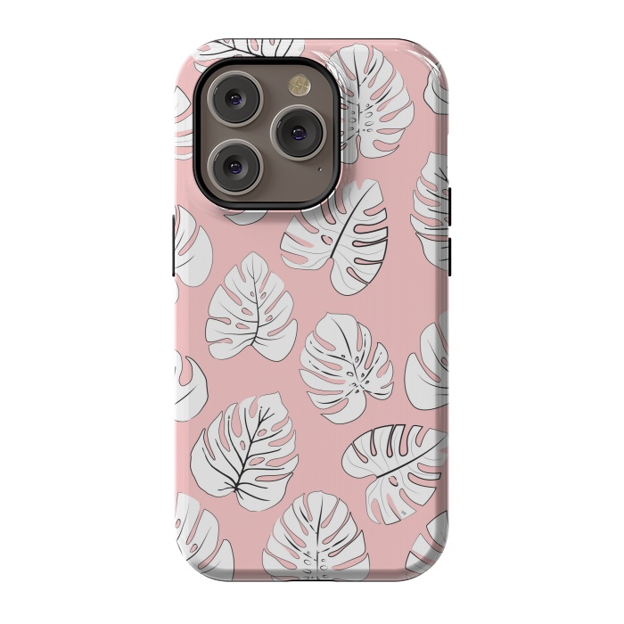 iPhone 14 Pro StrongFit White exotic leaves by Martina