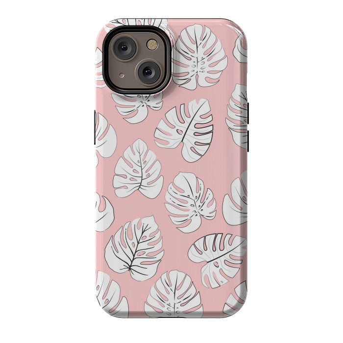 iPhone 14 StrongFit White exotic leaves by Martina