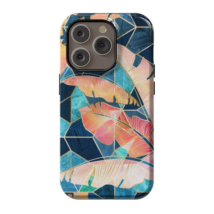 iPhone 14 Pro StrongFit Marbled Topical Sunset by gingerlique