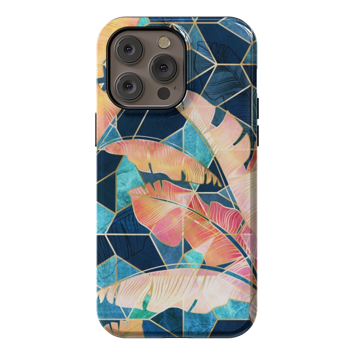 iPhone 14 Pro max StrongFit Marbled Topical Sunset by gingerlique