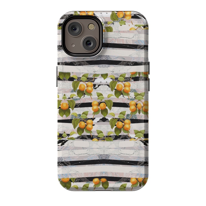 iPhone 14 StrongFit Colorful peaches and marble stripes by Oana 
