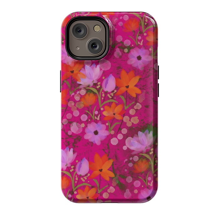 iPhone 14 StrongFit Floral design watercolour floral bunch abstract design by Josie