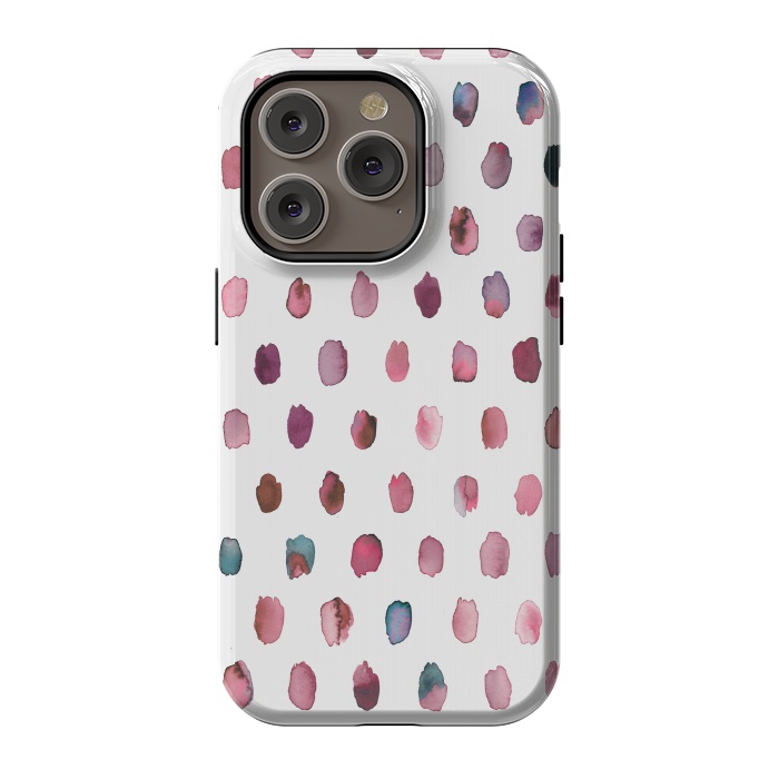 iPhone 14 Pro StrongFit Artist Palette Pink Dots by Ninola Design