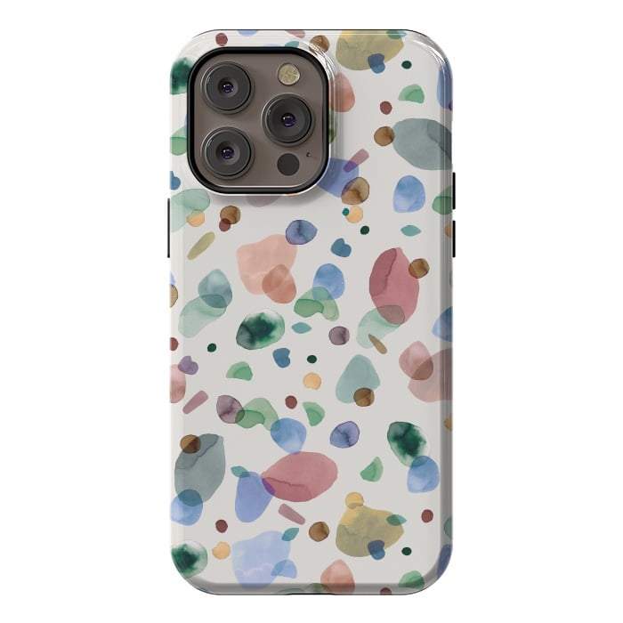 iPhone 14 Pro max StrongFit Pebbles Terrazo Rounded Memphis Multicolored by Ninola Design