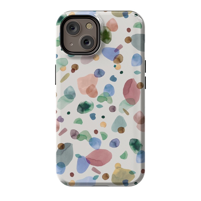 iPhone 14 StrongFit Pebbles Terrazo Rounded Memphis Multicolored by Ninola Design