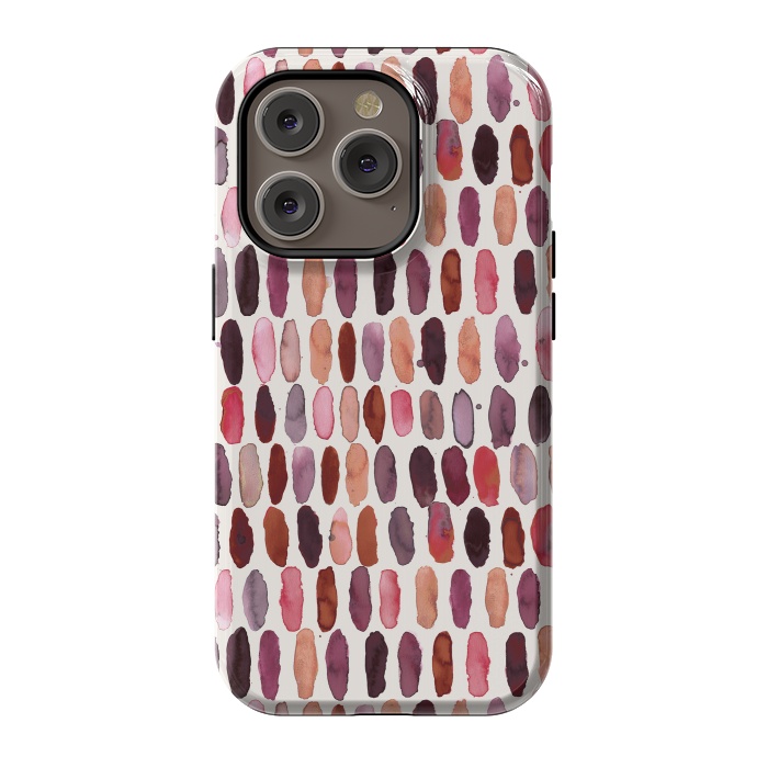 iPhone 14 Pro StrongFit Pills Watercolor Dots Pink Orange Coral by Ninola Design