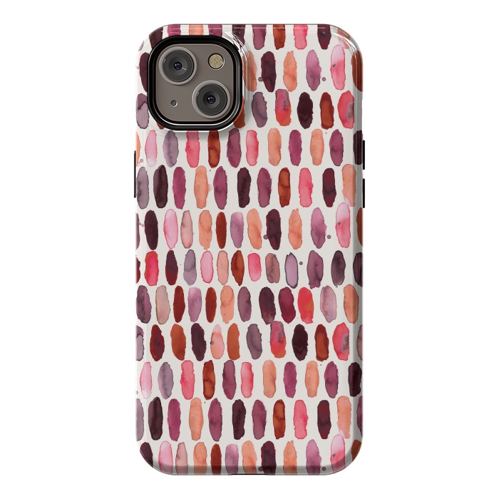iPhone 14 Plus StrongFit Pills Watercolor Dots Pink Orange Coral by Ninola Design