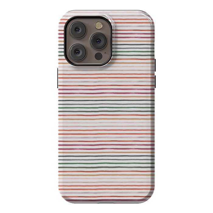 iPhone 14 Pro max StrongFit Marker Stripes and Lines Orange Green by Ninola Design
