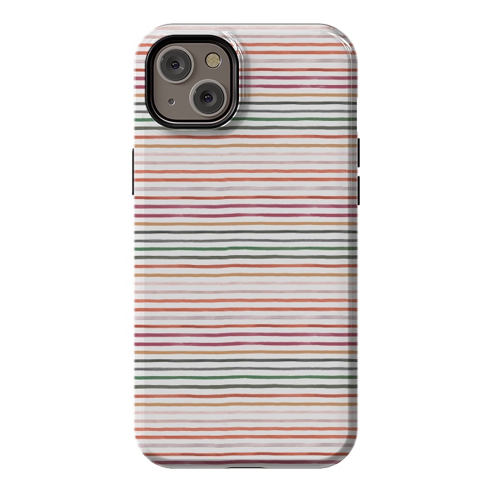 iPhone 14 Plus StrongFit Marker Stripes and Lines Orange Green by Ninola Design
