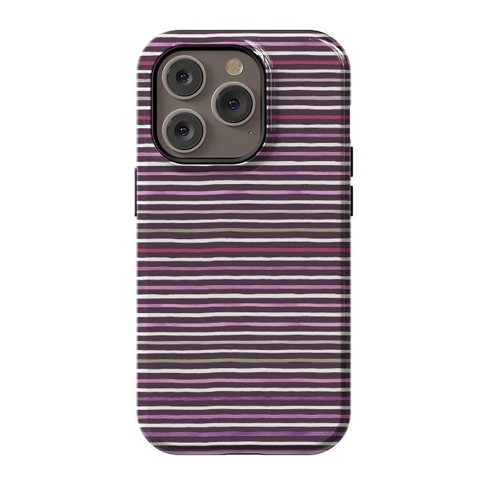 iPhone 14 Pro StrongFit Marker Stripes Lines Purple Dark Pink by Ninola Design
