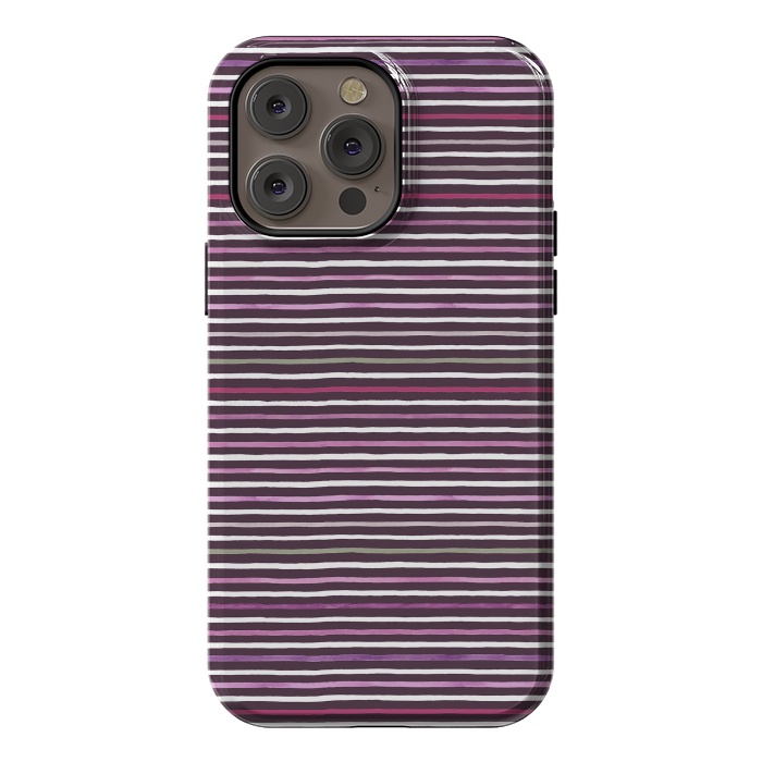 iPhone 14 Pro max StrongFit Marker Stripes Lines Purple Dark Pink by Ninola Design