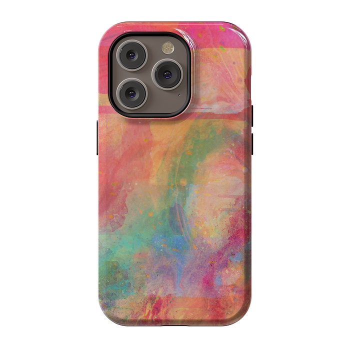 iPhone 14 Pro StrongFit Peach pink abstract watercolour design by Josie
