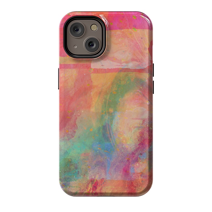 iPhone 14 StrongFit Peach pink abstract watercolour design by Josie