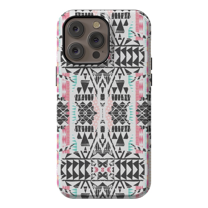 iPhone 14 Pro max StrongFit Playful tribal ethnic triangles by Oana 