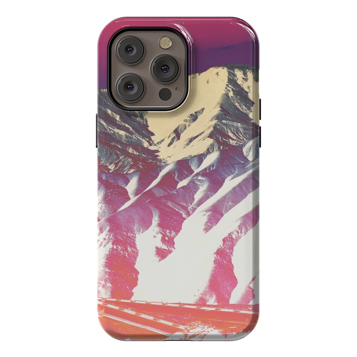 iPhone 14 Pro max StrongFit Utopia pink gradient desert mountain landscape by Oana 