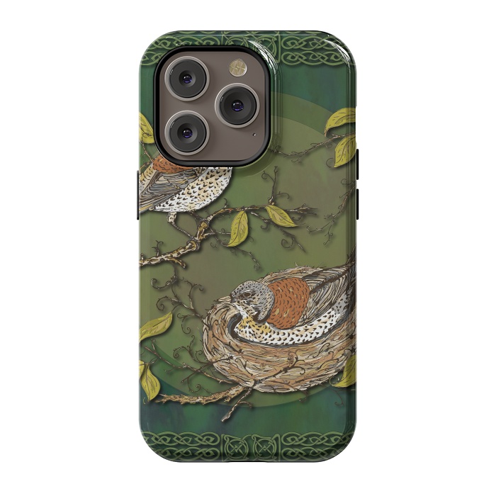 iPhone 14 Pro StrongFit Nesting Birds Fieldfares by Lotti Brown