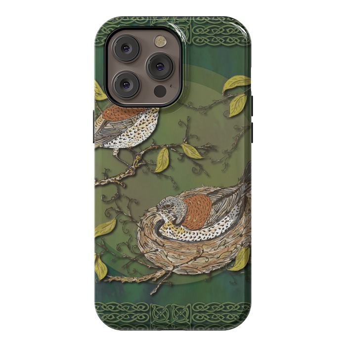 iPhone 14 Pro max StrongFit Nesting Birds Fieldfares by Lotti Brown