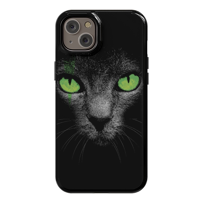 iPhone 14 Plus StrongFit Black Cat with Green Eyes by Sitchko